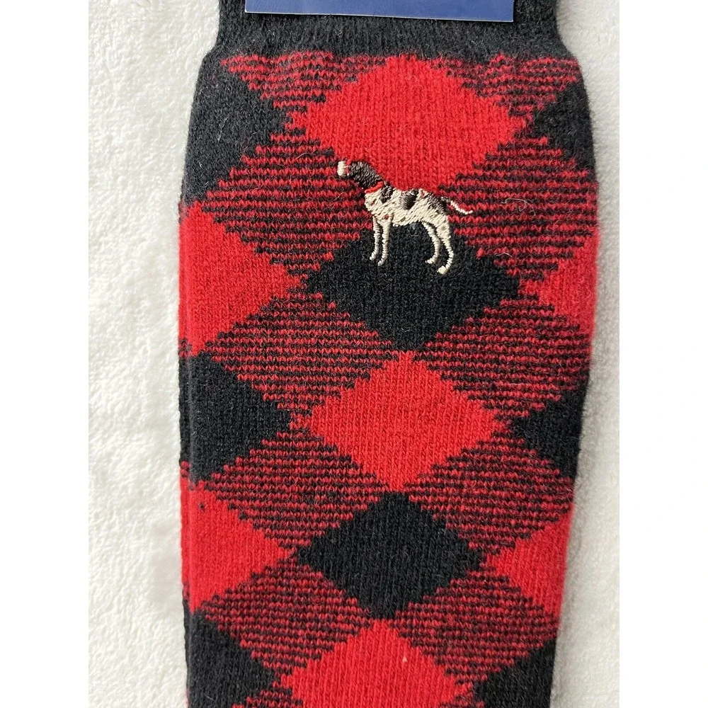 POLO RALPH LAUREN Sock Men Size 10-13 Hunting Dog Embroidered Red Diamond Check